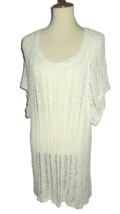 Torrid Women&#39;s Size 4 White Loose Woven Short Sleeve Sweater Tunic Top Pullover - £22.25 GBP