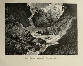 St. Gotthard Pass 1883 Antique Book Disbound Etched Print of the Swiss Alps - £15.43 GBP