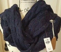 NWT Hollister Cable Knit Navy Blue Scarf w Colorful Speckles Tassels  - £7.95 GBP