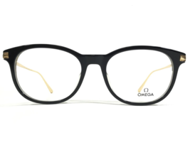 Omega Eyeglasses Frames OM 5013 005 Black Gold Round Square Horn Rim 53-18-145 - £110.15 GBP