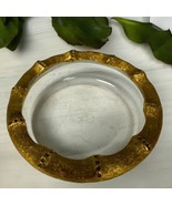Vintage Gold Gilt Bamboo Hollywood Regency Glass 4” Ring Bowl Ashtray MCM - $471.03 MXN