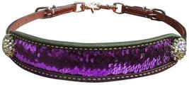 Western Saddle Horse Bling! Leather Wither Strap w/ Purple Sequins - $18.80