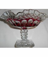 Ruby Stain WESTMORELAND WAKEFIELD PATTERN Ruffled Compote RUBY FLASH #2 - $39.59