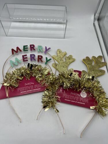 (2) Pack Party Light Up Antler Merry Christmas Novelty Headband Gold Cou... - $5.99