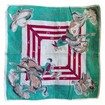 Vintage Childrens Cowboy Handkerchief 1950s Western Theme Hankie - $37.42