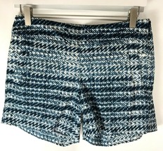 J Crew Shorts 4.5&quot; Blue &amp; White Stretch Cotton Flat Front Pockets Side Zip 0 - £20.45 GBP