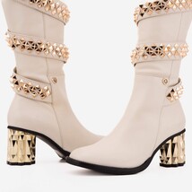 The Gladiator Cream Leather Knee High Women Boot image 6