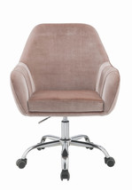 Dusty Rose Velvet Seat Swivel Adjustable Task Chair Fabric Back Steel Frame - £361.61 GBP