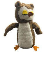 Vintage Sleeping Owl Plush Stuffed Animal 9&quot; Brown Bird Fuzzy - £16.14 GBP