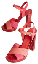 $275 Anthropologie Suede CrissCross Sandals 7 1/2 Bold Pink 7.5 Shoes Pl... - £80.61 GBP