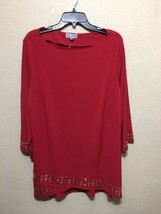 JM Collection Women Red Amore 3/4 Sleeve Cutout Stud Neck Blouse sz 3X NEW - £39.16 GBP