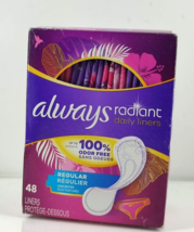 Always Radiant Daily Liners Regular Absorbency Unscented, Odor Free 48 Count - £7.58 GBP