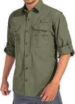 Linlon Mens Safari Shirts Long Sleeve Uv Protection Hiking Fishing Upf 50+ Quick - $40.99