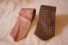 Lot of 2 BOSS Hugo Boss Neck Tie Striped Geometric 100% Silk Italy - £18.22 GBP