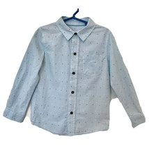 Cat &amp; Jack Boys Size 5T Blue Striped Polka Dot Long Sleeve Button Up Dress Shirt - £7.89 GBP