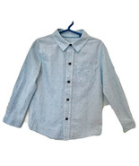 Cat &amp; Jack Boys Size 5T Blue Striped Polka Dot Long Sleeve Button Up Dre... - €8,57 EUR