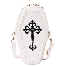 Vampire Coffin Pocketbook White Gothic  Crossbody bag PU Leather - $15.19