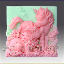 2D silicone Soap/polymer/clay mold –  Altair and Cintara- Unicorn Ponie - £27.55 GBP