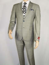 Men Suit BERLUSCONI Turkey Italian Wool 180's Glenn Plaid K167-06 Black White image 3