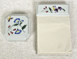 Vintage Gallery Originals Porcelain China Note Pad Paperclip Box Desk Set - $29.21
