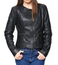 Women Leather Jacket Slim fit Biker Motorcycle Genuine Lambskin Jacket W... - $117.50