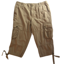VTG Y2K Ralph Lauren Drawstring Cargo Pants Size 14 Utility Snap Pockets Cropped - £19.63 GBP