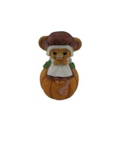 Vintage Lefton Ceramic Pilgrim Mice Sitting On Pumpkin Thanksgiving Harvest - $10.16