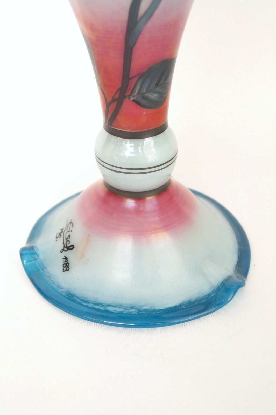 Art Nouveau Lamp Oil Lamp Glass Hand-Painted Unique Signed Eisch Item image 8