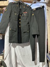 VTG 1980s US ARMY CLASS A DRESS GREEN UNIFORM ENLISTED Pants &amp; Tie 99th Inf - $59.39