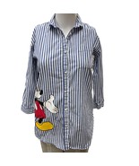 Disney Zara Kids Blue White Stripped Mickey Mouse Shirt Sz9 SKU1571 - £11.06 GBP