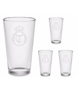 SET OF 4 - Real Madrid Pub Beer Pint Etched Glasses FREE Decal Soccer Fu... - $36.00