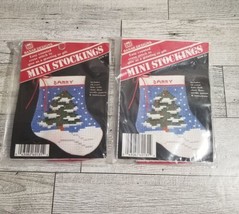Banar Designs 2 Mini Christmas Stockings Cross Stitch Ornament Kits NIP TREES - $11.71