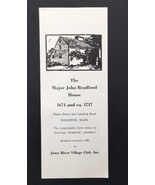 The Major John Bradford House Kingston Massachusetts Souvenir Brochure - $12.00