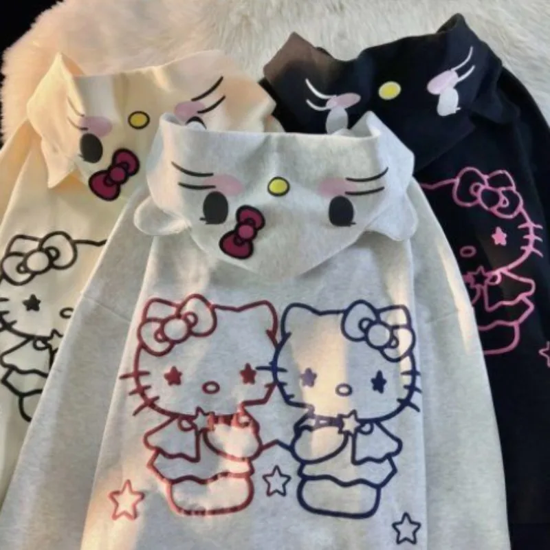 Sanrio Kawaii Hello Kitty New Cute Cartoon Hoodie Sweater Women Girl Autumn - £18.80 GBP