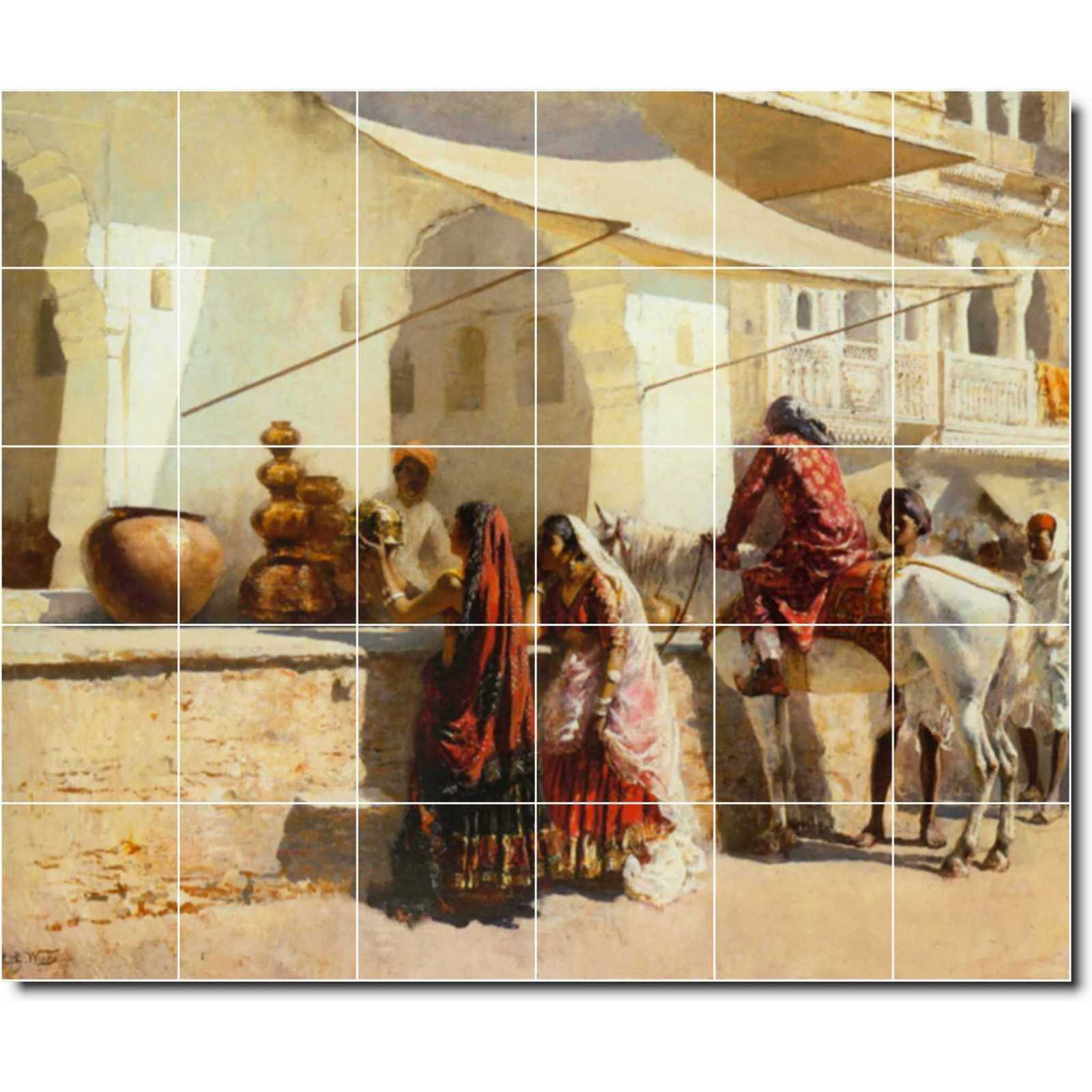 Primary image for Edwin Weeks Village Painting Ceramic Tile Mural BTZ09561