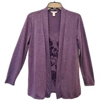 White Stag Womens S Purple Floral Silver Beaded 2-In-1 Fly Away Long Sleeve Top - £14.34 GBP