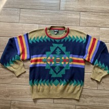 VINTAGE Grandpa Sweater  Crewneck 90s Dumb and Dumber Aztec Style USA - £78.93 GBP