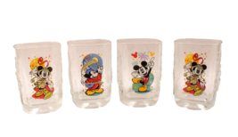 2000 Walt Disney World McDonald&#39;s Mickey Mouse Square Glasses Set of 4 Vintage - £17.63 GBP