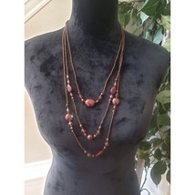 Women&#39;s Brown Bubble Beaded Chunky Stylish Statement Necklace with Earring - $27.72