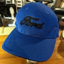 Ford Motor Co Port &amp; Company 100% Cotton Blue Hat Black Logo Adjustable - $15.47