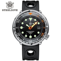 Black Limited Steeldive SD1975C Automatic Diver Watch Seiko Tuna Rubber - £141.16 GBP