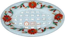 4&quot;x3&quot; Marble Handmade Soap Dish Bar Carnelian Floral Inlay Art Thanksgiving Gift - £80.61 GBP