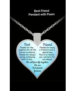 Best Friend Pendant Heart  With Inscription on Stainless Steel Chain NWT - £7.74 GBP