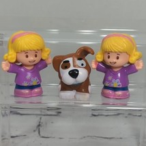 Fisher Price Little People Lot of 3 Twin Blonde Girls and Brown White Dog - $14.84