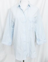 Zara Trafaluc Shirt Button Down 3/4 Sleeve Light Blue Cotton size XSmall - £13.23 GBP