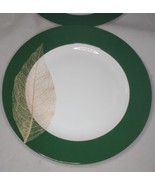 Target Home Accent 8&quot; Sandwich Salad Plate White Green Rim W/ Gold Leaf ... - $33.07 CAD