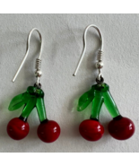 Murano Glass, Handcrafted Unique Jewelry, Cherry Earrings, 925 Sterling ... - $54.57 CAD