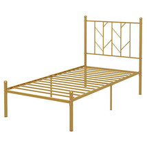 Twin/Full Size Metal Platform Bed Frame with Vintage Headboard-Twin Size... - $146.74