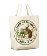Reusable Grocery Shopping Cotton Canvas Bag, Farm Fresh Easter Eggs 12 o... - $165.35 MXN
