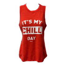 Reebok Tank Top Red White Pullover It&#39;s My Chill Day Women XS Fitness Ac... - $183.09 MXN